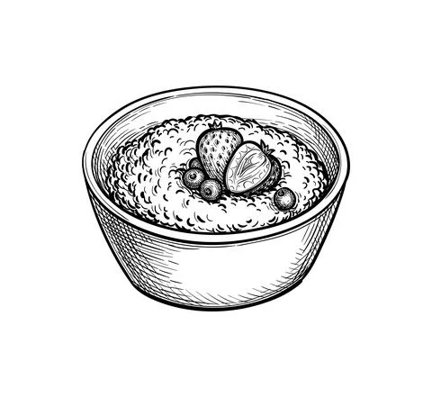 Ink sketch of oatmeal. Illustrazione stock