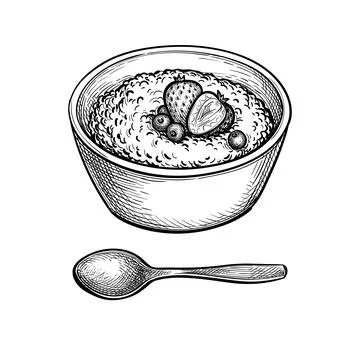 Ink sketch of oatmeal. Illustrazione stock
