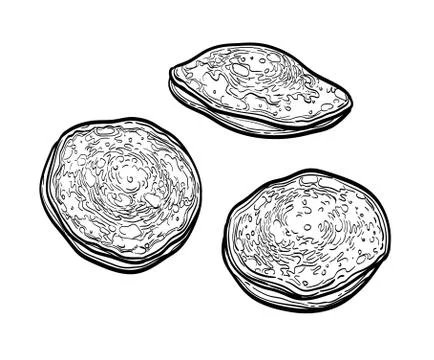 Ink sketch of pancakes Stock Illustration