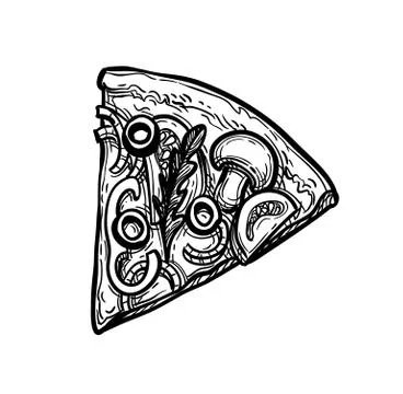 Ink sketch of pizza. Stock Illustration