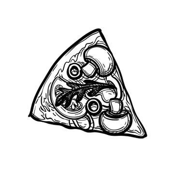 Ink sketch of pizza. Stock Illustration