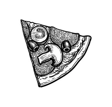 Ink sketch of pizza. Illustrazione stock