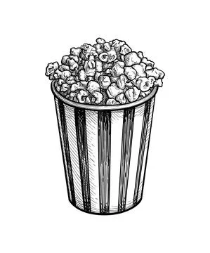 Ink sketch of popcorn. 스톡 일러스트