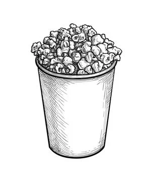 Ink sketch of popcorn. Stock Illustration