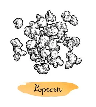 Ink sketch of popcorn. Stock Illustration