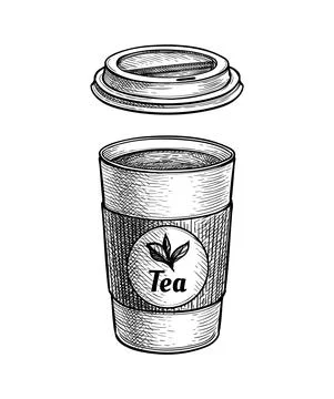 Ink sketch of tea cup. Stock Illustration