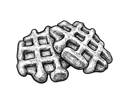 Ink sketch of waffle. Stock Illustration