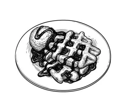 Ink sketch of waffles Stock Illustration