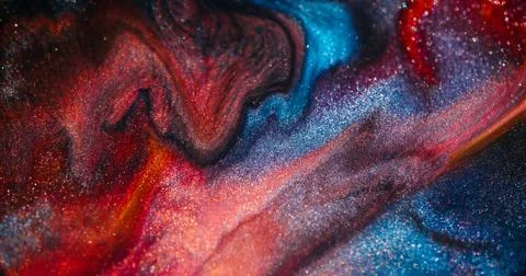 Ink spill sparkling fluid glitter mix marble art Stock Illustration