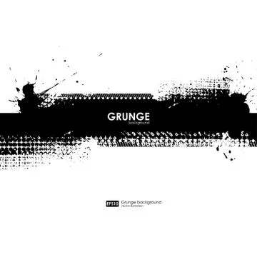 Ink Splash Background. Black Paint Splattered Shape. Grunge Background Texture Stock Illustration