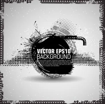 Ink Splash Background. Black Paint Splattered Shape. Grunge Background Texture Stock Illustration