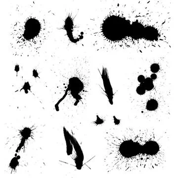 Ink splash blots on white Stock Photos