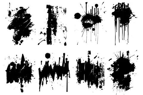 Ink Splash: Dynamic Vector Splatter Grunge Elements for Creative Designs. Stock Illustration