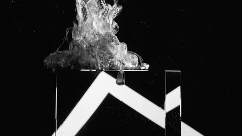 Ink splash gray glitter fluid motion cube black Stock Footage 125916005