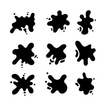 Ink splash shape icon collection. flat style elements. isolated illustration Stock Illustration