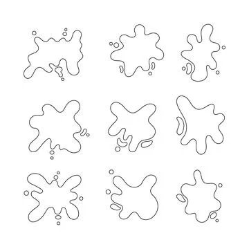 Ink splash shape line icon collection. outline style. isolated illustration 스톡 일러스트