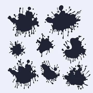 Ink Splash Splatter Collection Set Isolated on White Background Stock Illustration