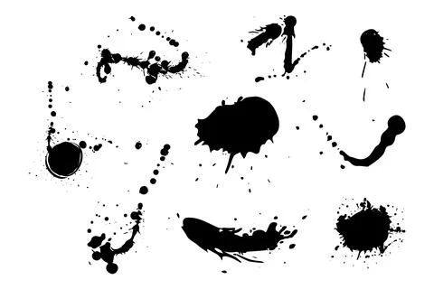 Ink Splash stain shape, brush abstract spatter isolated creative set. Frame Stock Illustration