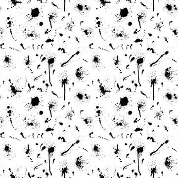 Ink splashes blots splatter seamless pattern background grunge design element Stock Illustration