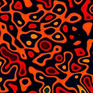 Ink Splat with Dark Background. Orange Paint Splashes. Abstract Cells. Stock Illustration