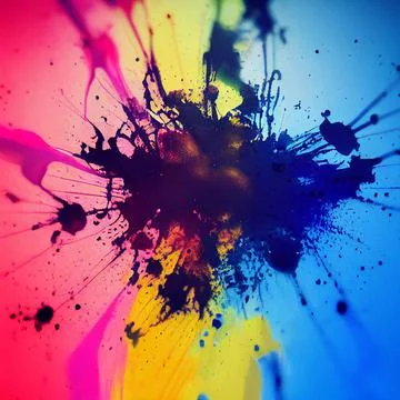 Ink splats on colorful background Stock Illustration