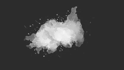 Ink splatter brush stroke alpha overlay fluid cinematic motion Video stock 221113119