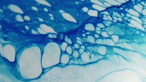 Ink splatter dye expansion blue paint spread mix Stock Footage 314494614
