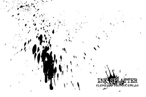 Ink splatter elements on white background . Vector . Stock Illustration