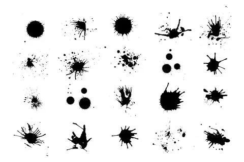 Ink splatter. Grunge liquid paint splashes and stains. Abstract ink splashes Stock Illustration