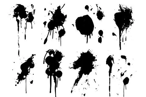 Ink Splatter Vector Collection: Abstract Grunge Blob Effects. Splash drop. Stock Illustration