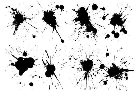 Ink Splatter Vector Collection: Abstract Grunge Blob Effects. Splash drop. Stock Illustration
