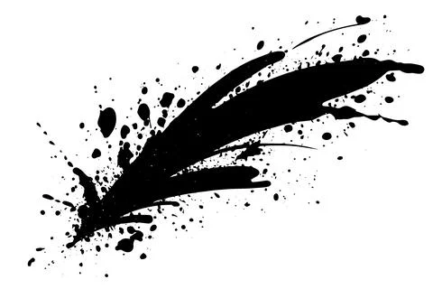Ink Splatter Vector: Grungy Black Splashes and Stains on White Background. Stock Illustration