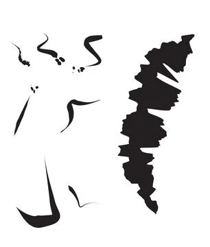 Ink splatters and abstract brush marks black organic shapes イラスト素材