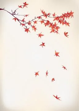 Ink style maple leaves Stock Illustration