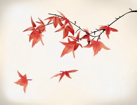 Ink style maple leaves Stock Illustration