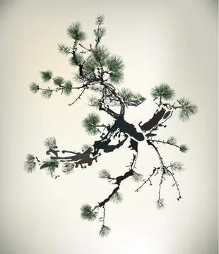 Ink style Pine Tree Stock Illustration