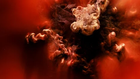 Ink swirl motion volcano eruption red mixing smoke Stock Footage 111639147