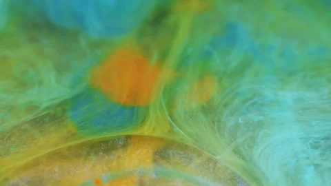 Ink swirl water gradient paint blue orange blend Stock Footage 282689819