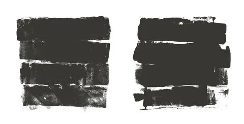 Ink text boxes labels. Streaks and callouts tag set. Grunge brush paint stokes. Illustrazione stock
