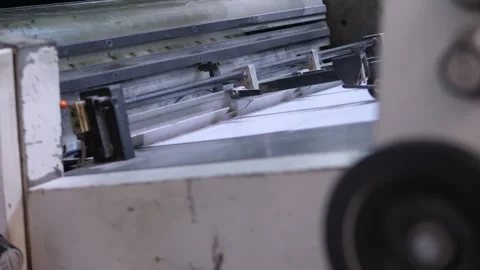 Ink unit rollers on a printing press during operation Stock Footage 334776377