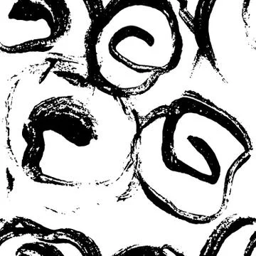 Ink vector brush stroke flower seamless pattern. Vector illustration. Grunge Stock Illustration