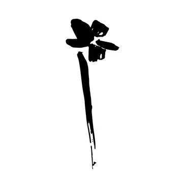 Ink vector brush stroke flower. Vector illustration. Grunge texture. Stock Illustration