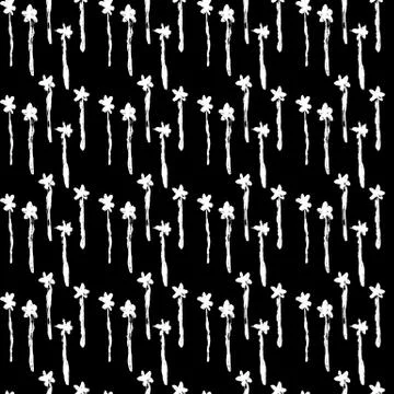 Ink vector brush stroke flowers seamless pattern. Vector illustration. Grunge 스톡 일러스트