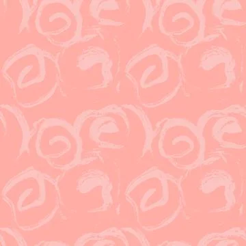 Ink vector brush stroke pink flowers seamless pattern. Vector illustration. Stock Illustration