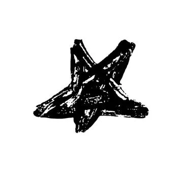 Ink vector brush stroke star. Vector illustration. Grunge texture. Illustrazione stock