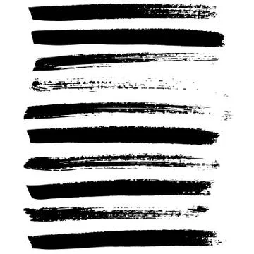 Ink vector brush strokes set. Vector illustration. Grunge hand drawn watercolor Stock Illustration