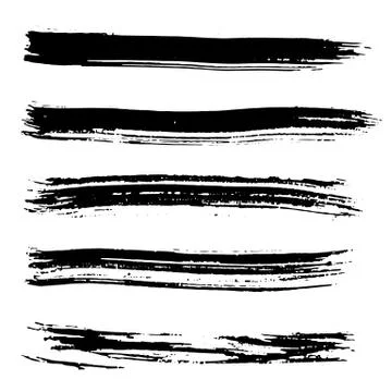 Ink vector brush strokes set. Vector illustration. Grunge hand drawn watercolor Stock Illustration
