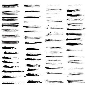 Ink vector brush strokes set. Vector illustration. Grunge hand drawn watercolor Stock Illustration