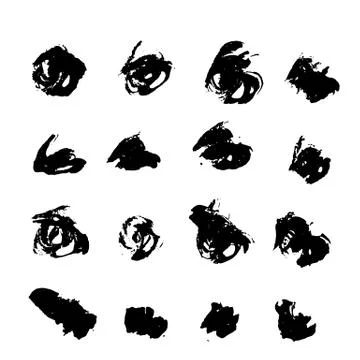 Ink vector brush strokes set. Vector illustration. Grunge print texture. Stock Illustration