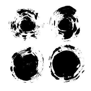 Ink vector dry brush stroke round banner. Vector illustration. Grunge texture. Stock Illustration